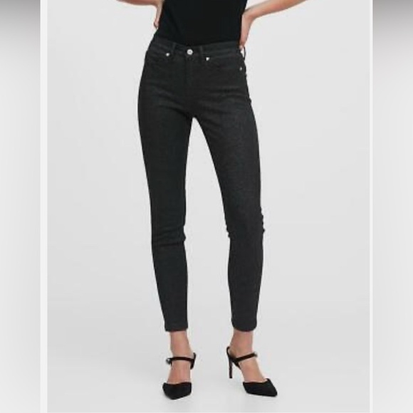 Banana Republic - Mid Rise Skinny Jeans - Black Sparkle - Size 26 - Picture 1 of 6